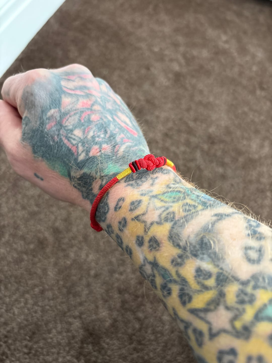 Customer photo review of Buddha Stones Red String Jade Luck Fortune Knot Braided Couple Bracelet