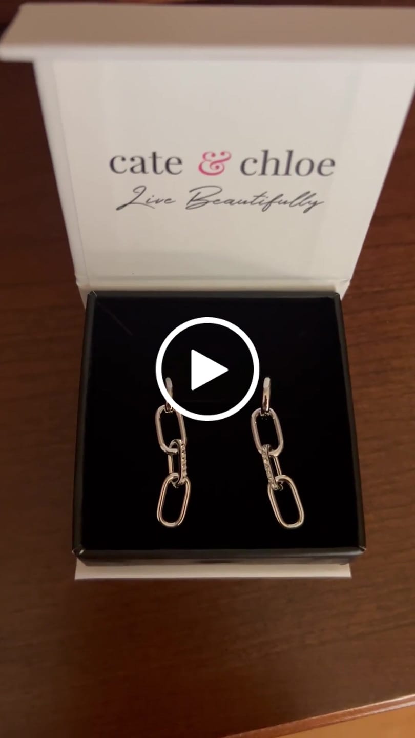 Customer video review of Brinlee 18k White Gold Plated Chain Dangle Earrings with Swarovski Crystals for Women