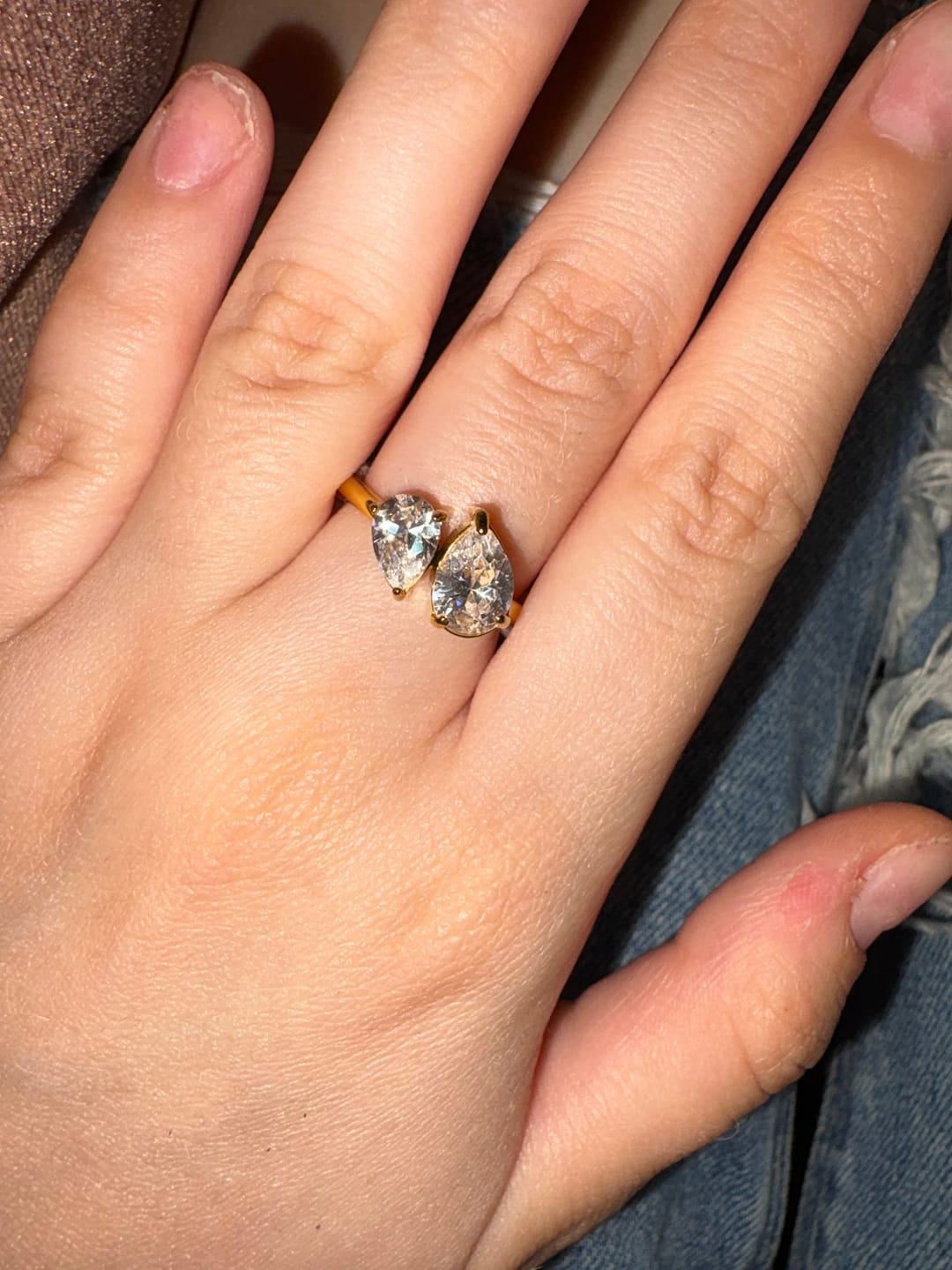 Customer photo review of Anillo Doble Zirconia Gota