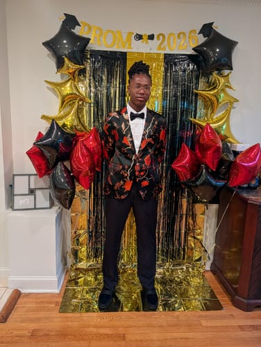 Customer photo review of Men's 2-Piece Golden Red Birdsong Forest Embroidery Suit