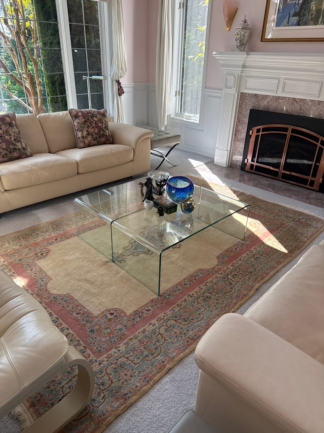 Customer photo review of Persian Kerman Rug 6x9, Pastel Colors, Semi Open Field