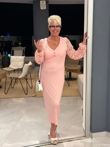 Customer photo review of Lace Sleeve Patchwork Dress