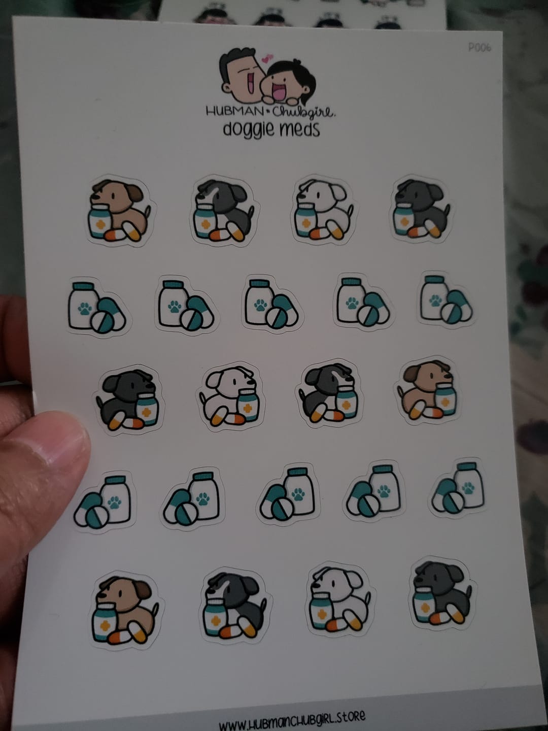 Customer photo review of Doggie Meds Planner Stickers