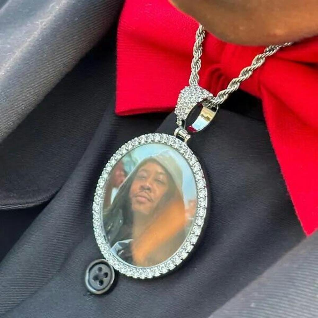 Customer photo review of Medallion Photo Necklace With Picture Inside – From Son or Daughter – Custom Personalized Pendant