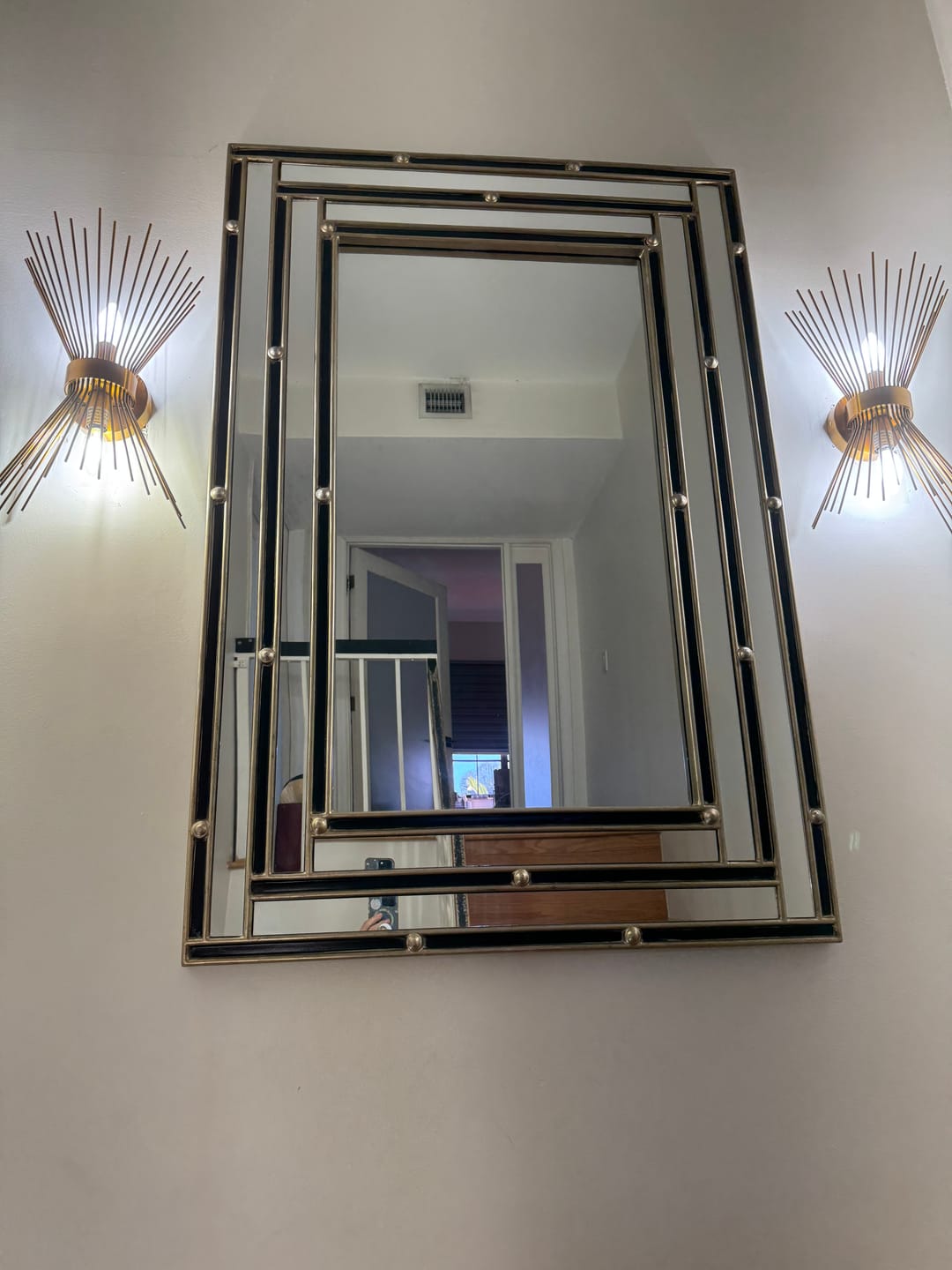 Customer photo review of Mid-Century Modern Sunburst Brass Wall Sconce
