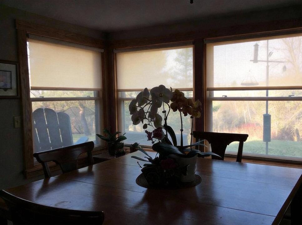 Customer photo review of Smart Motorized Light Filtering Sheer Roller Shades Translucent Vision
