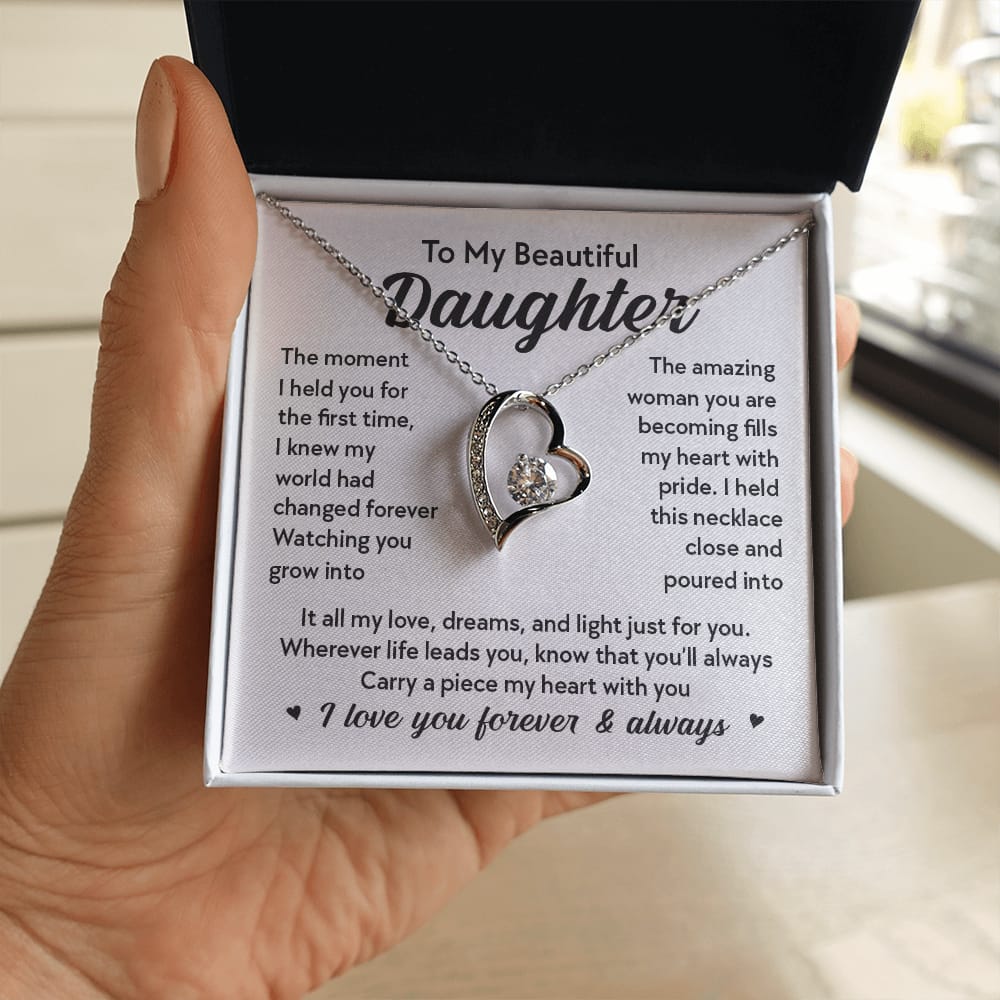 Customer photo review of To My Beautiful Daughter - "Piece of My Heart" Forever Love Necklace