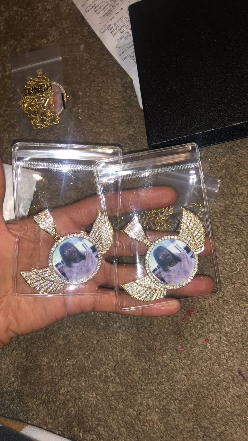 Customer photo review of Angel Wing Photo Necklace With Picture Inside – Custom Personalized Pendant