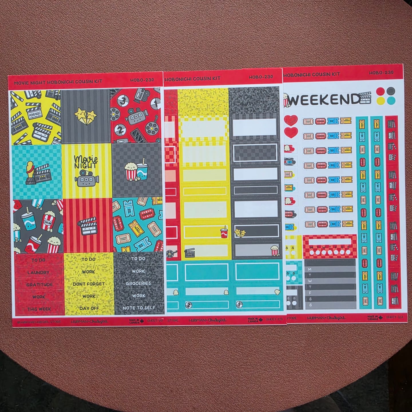 Customer photo review of Movie Night Theme Hobonichi Cousin Weekly Kit (Set of 3)