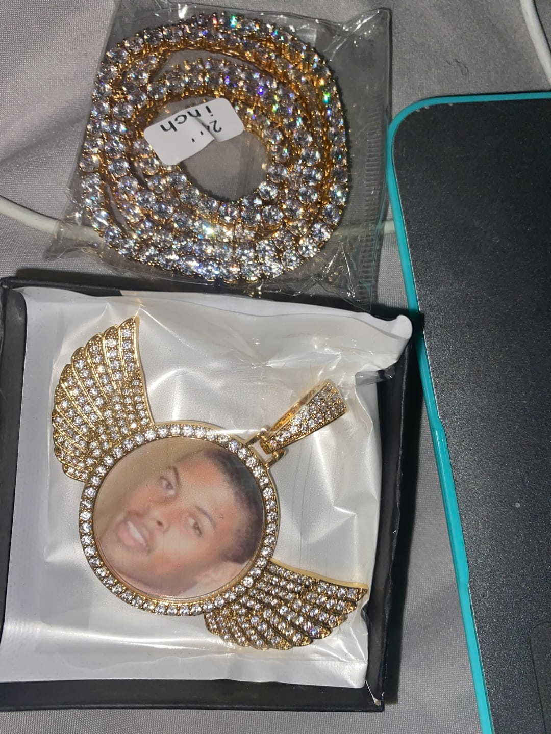 Customer photo review of Angel Wing Photo Necklace With Picture Inside – Custom Personalized Pendant