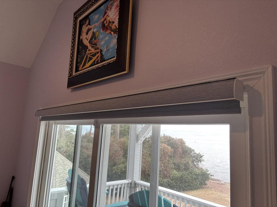 Customer photo review of Smart Motorized Roller Shades 100% Blackout Essential