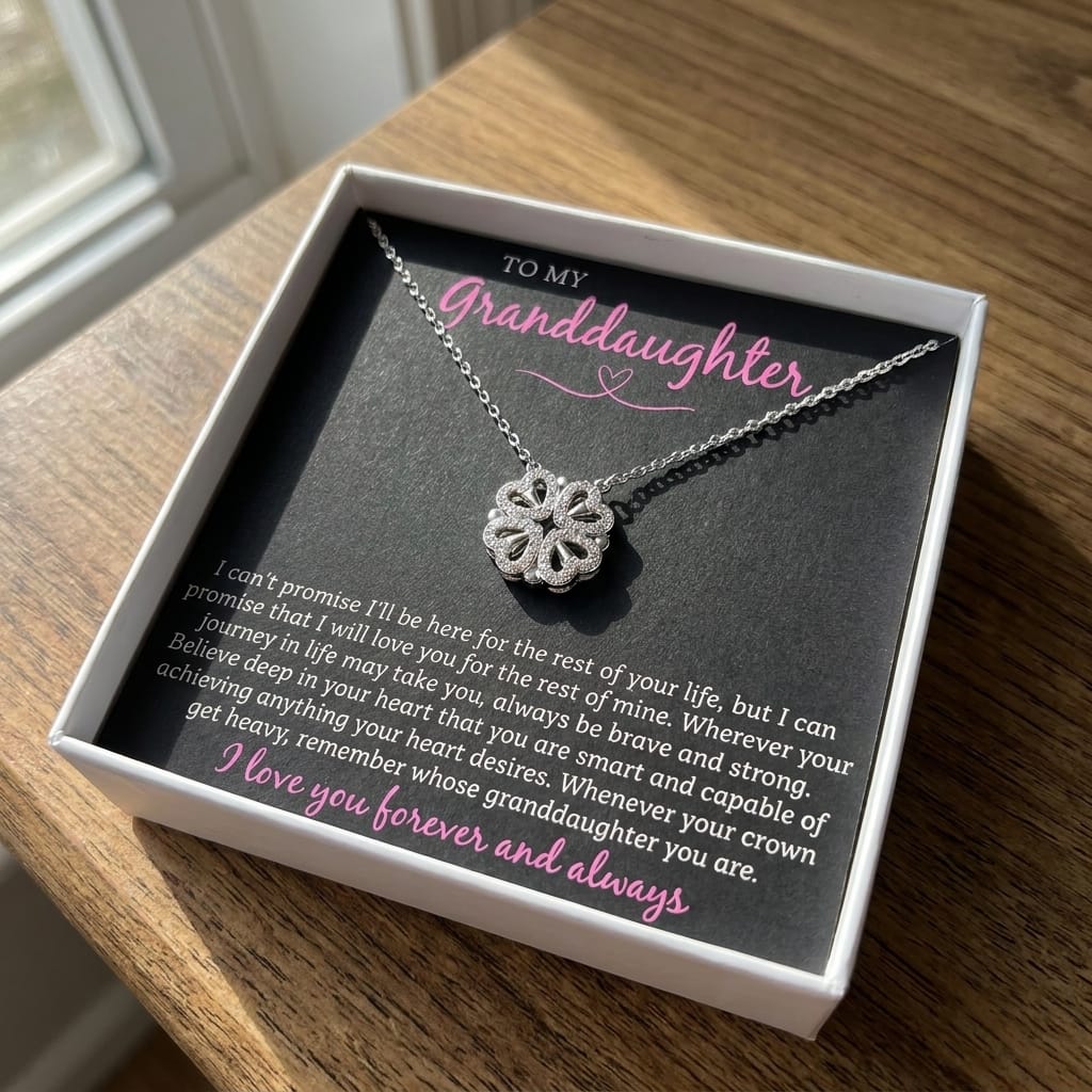 Customer photo review of To My Granddaughter Magnetic Folding Heart Necklace - Inspirational Jewelry Gift