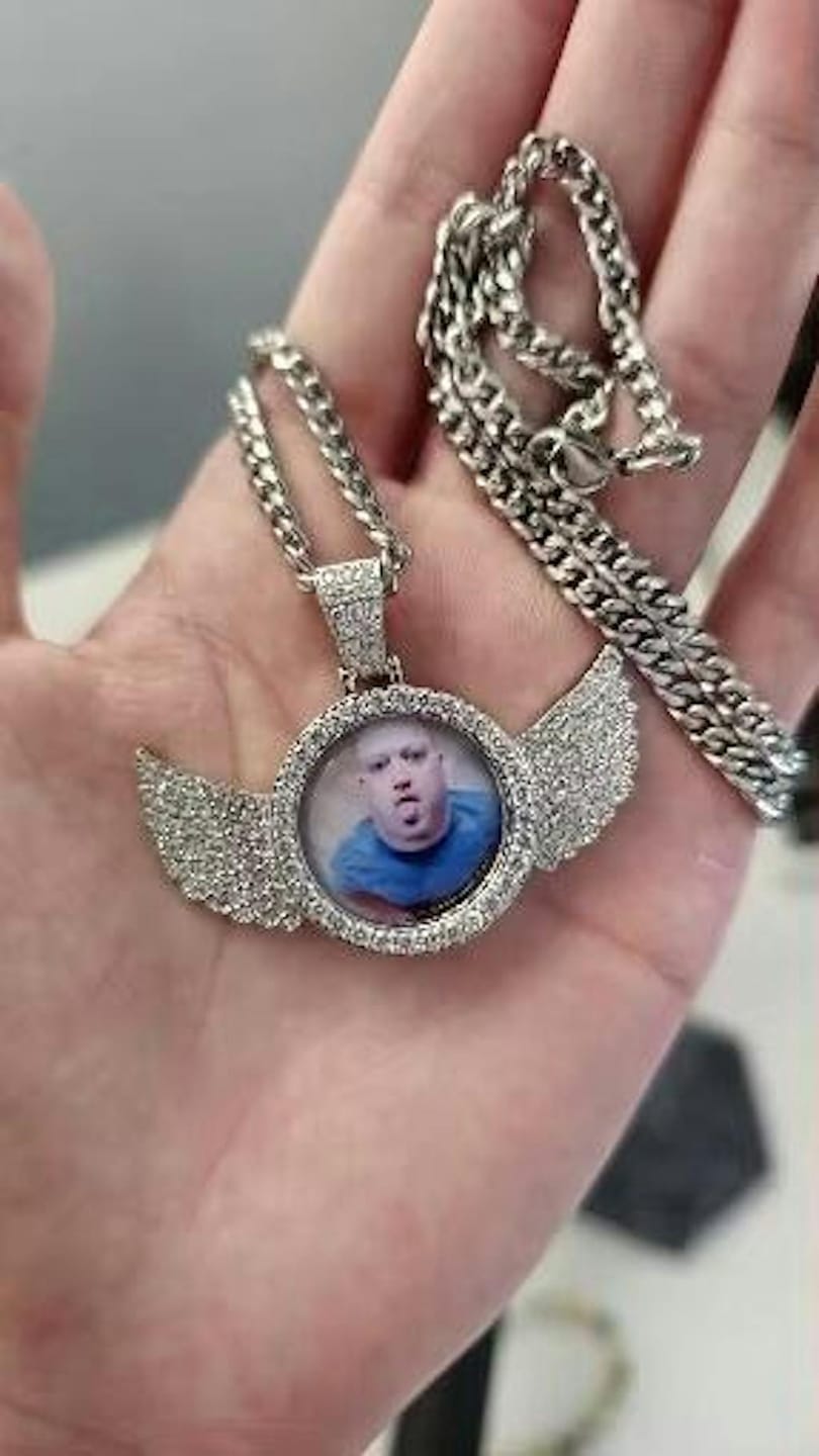 Customer photo review of Angel Wing Photo Necklace With Picture Inside – Custom Personalized Pendant