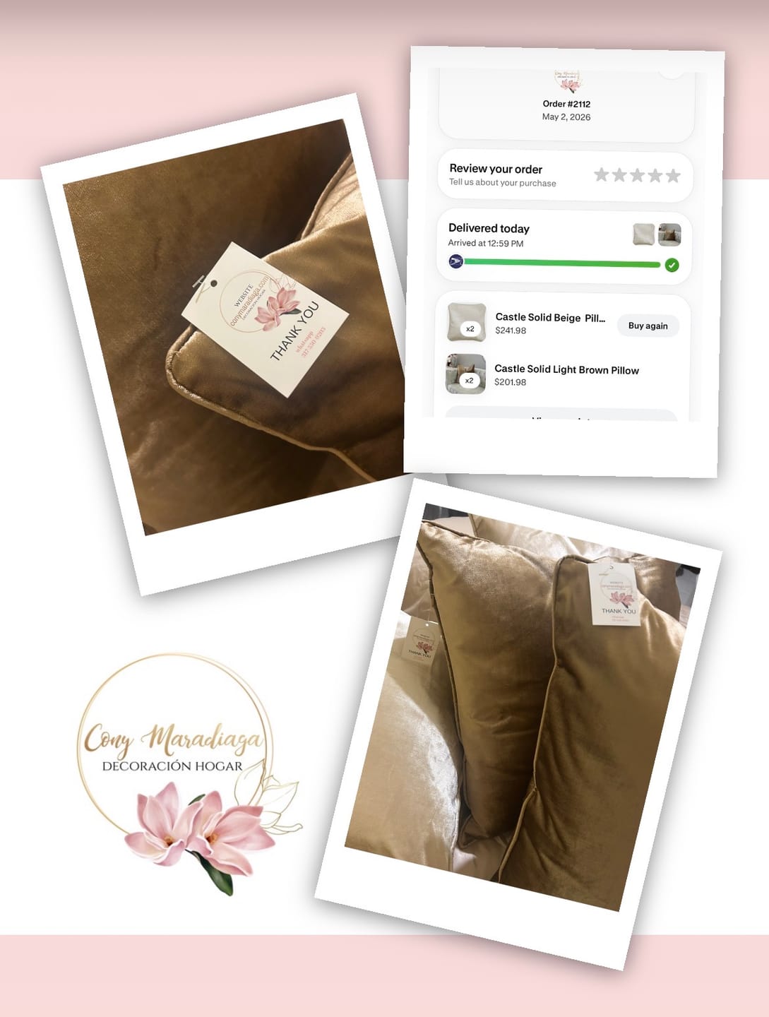 Customer photo review of Castle Solid Light Brown Pillow