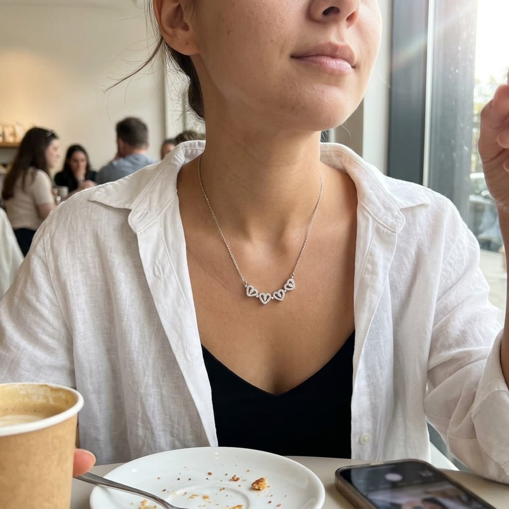 Customer photo review of To My Queen - Magnetic Hearts Four-Leaf Clover Necklace - Meaningful Gift for Wife or Girlfriend