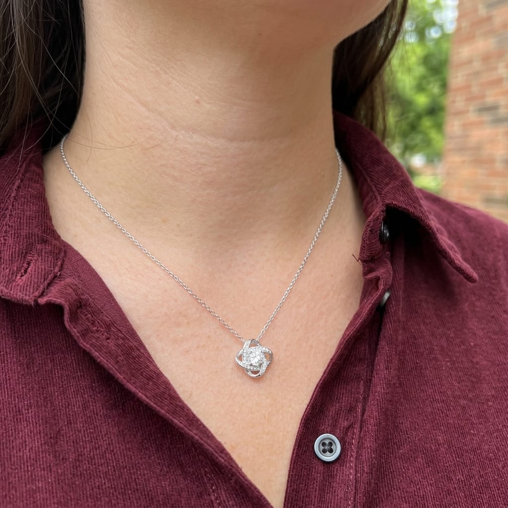 Customer photo review of To My Beautiful Soulmate - Love Knot Necklace - Meaningful Anniversary & Birthday Gift for Her