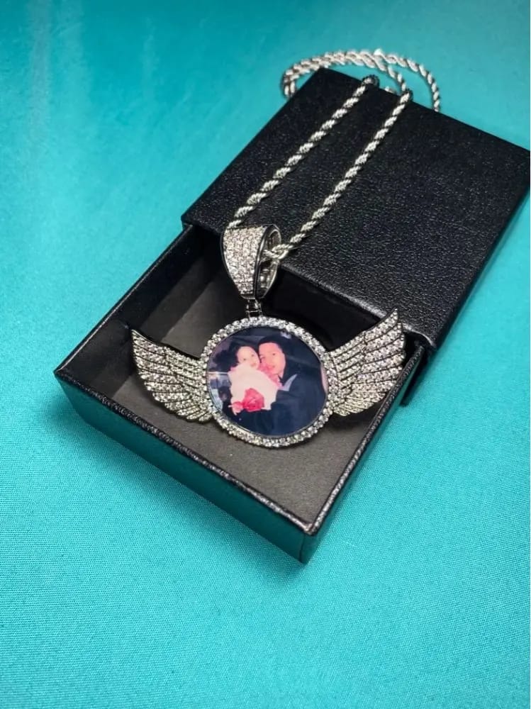 Customer photo review of Angel Wing Photo Necklace With Picture Inside – Custom Personalized Pendant