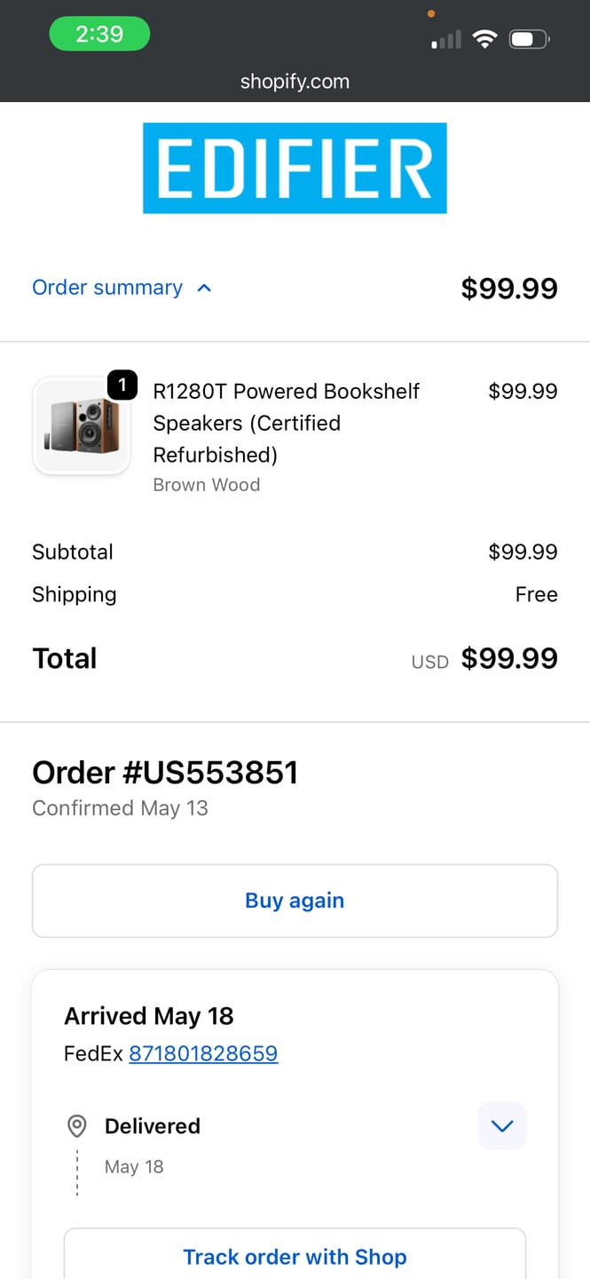 Customer photo review of R1280T Powered Bookshelf Speakers (Certified Refurbished)