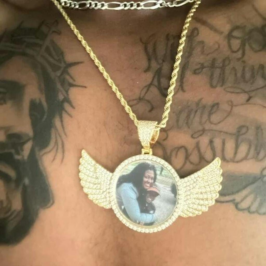 Customer photo review of Angel Wing Photo Necklace With Picture Inside – Custom Personalized Pendant