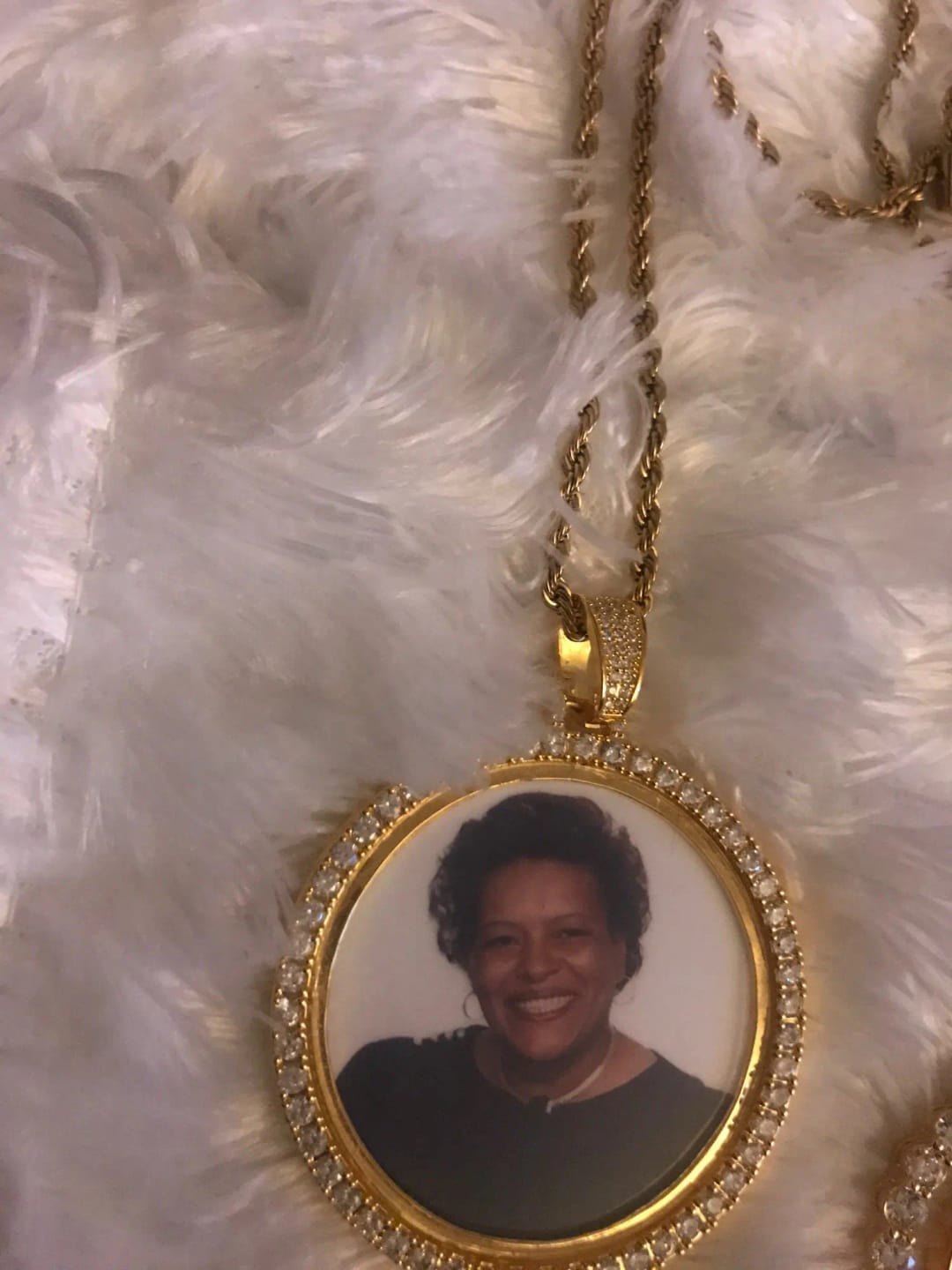 Customer photo review of Medallion Photo Necklace With Picture Inside – From Son or Daughter – Custom Personalized Pendant