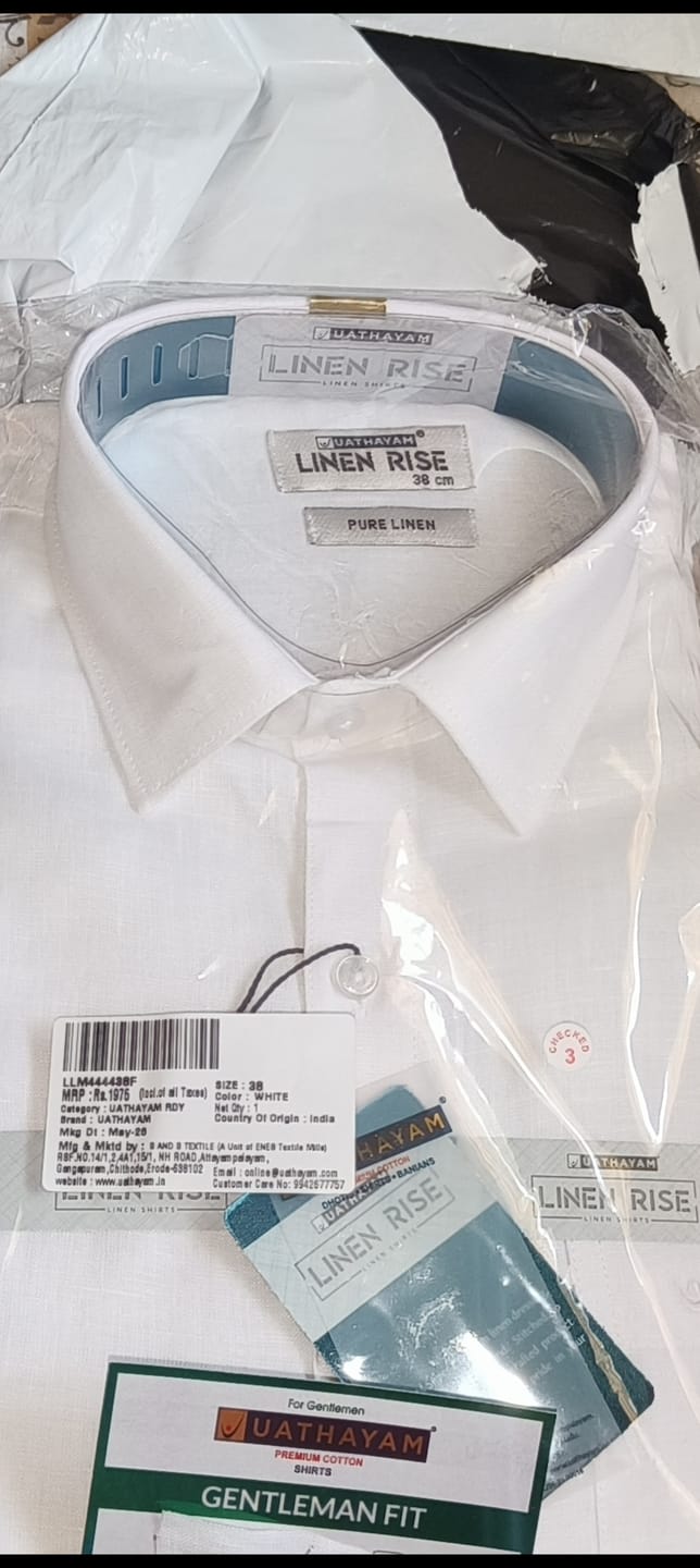Customer photo review of Linen Rise - 100% Formal White Shirt For Men | Uathayam