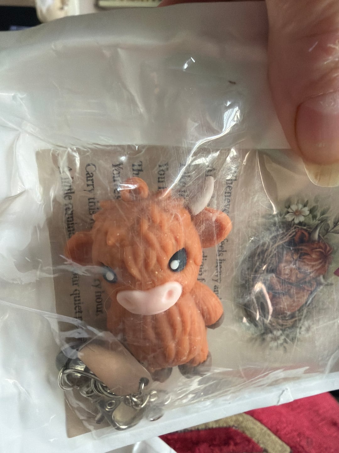 Customer photo review of 🐮A Little Highland Cow For You Keychain: Your Daily Reminder of Quiet Strength