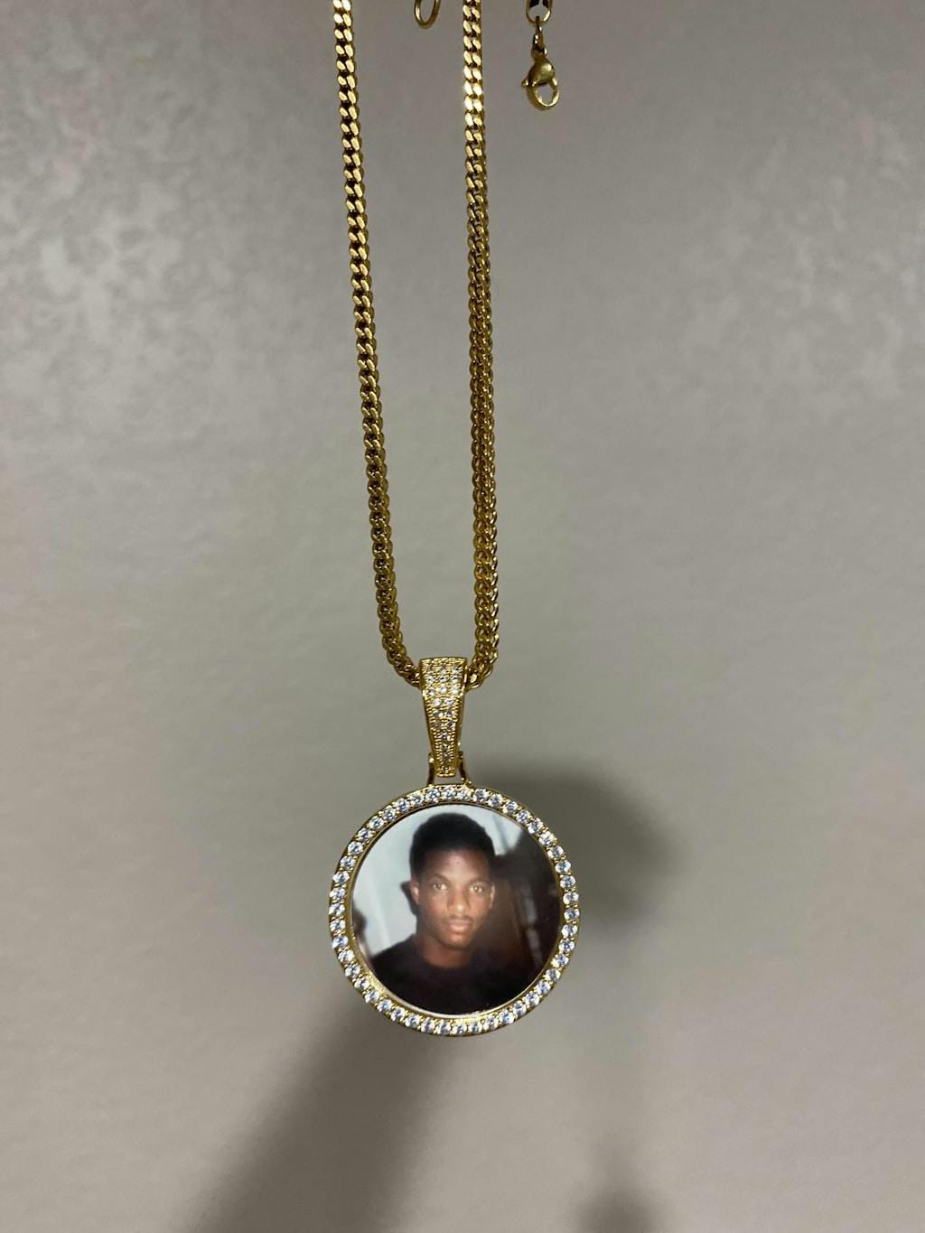 Customer photo review of Medallion Photo Necklace With Picture Inside – From Son or Daughter – Custom Personalized Pendant