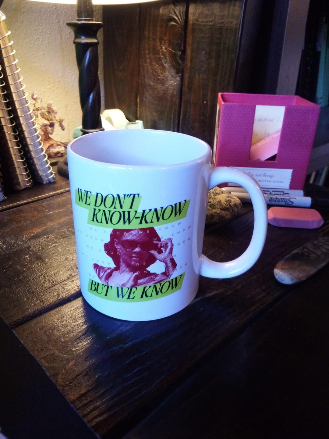 Customer photo review of We Know Neon Mug