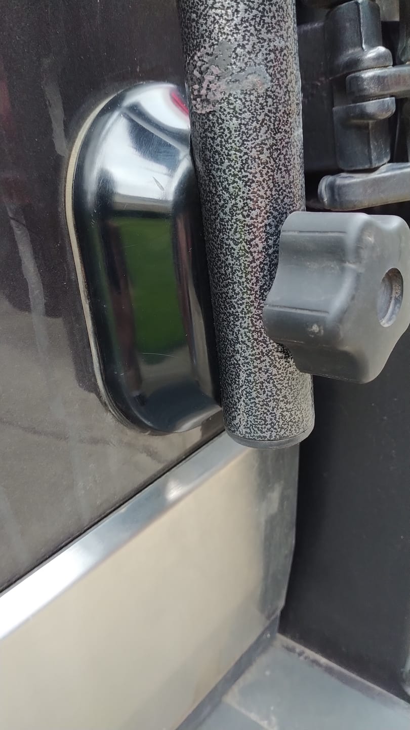 Customer photo review of Door Mount for Tire Carrier, Bike Rack, or Ladder