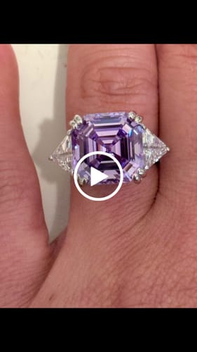 Customer video review of 3-Stone 12.6ct Purple Asscher CZ Ring in Sterling Silver