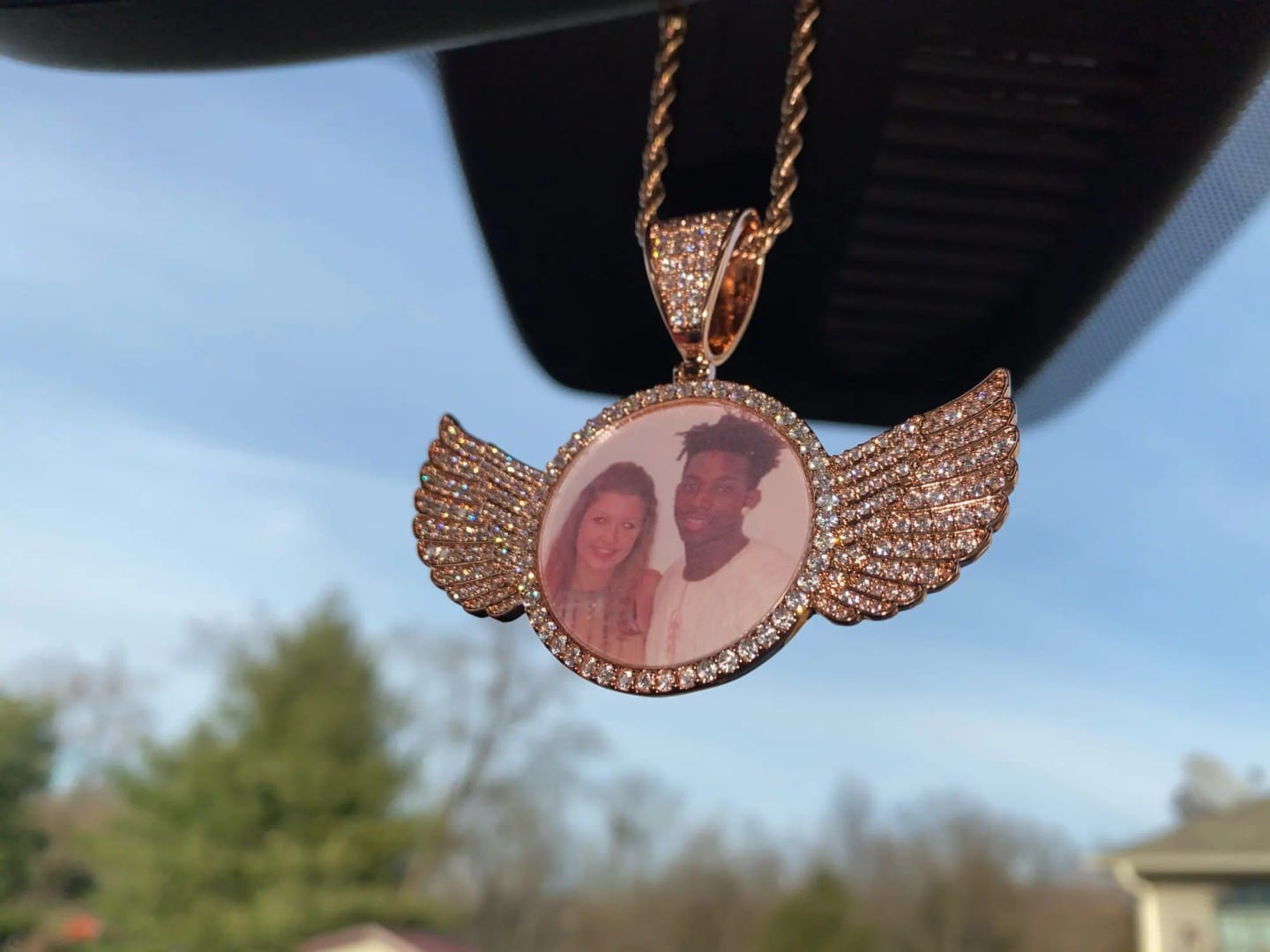 Customer photo review of Angel Wing Photo Necklace With Picture Inside – Custom Personalized Pendant