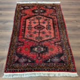 Customer photo review of Persian Hamadan Rug 3.6 x 5, Red, Geometric, Wool, Vintage