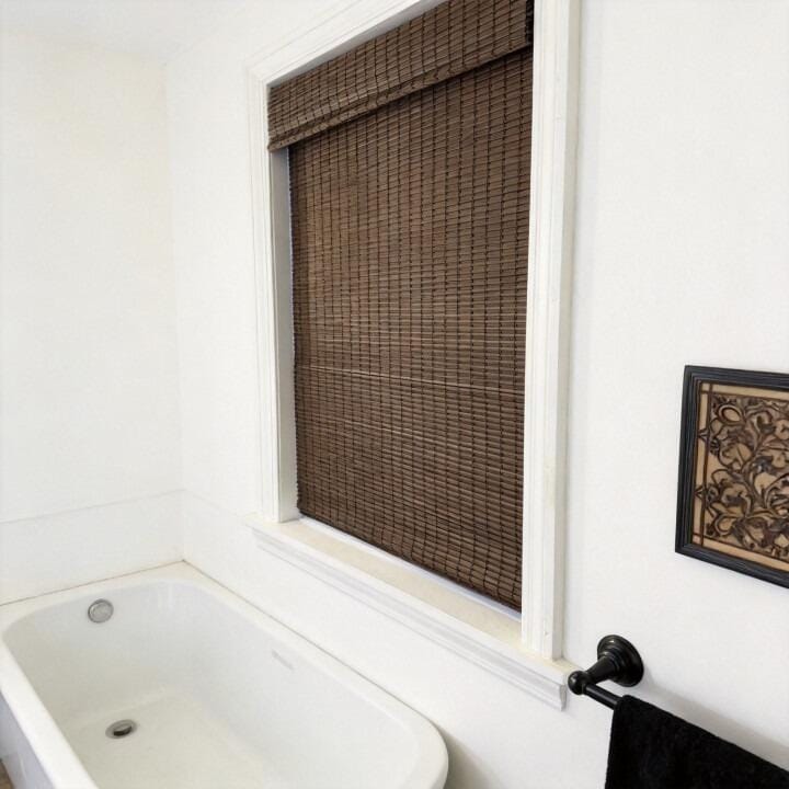 Customer photo review of Smart Motorized Blackout Woven Wood Shades – Viaura