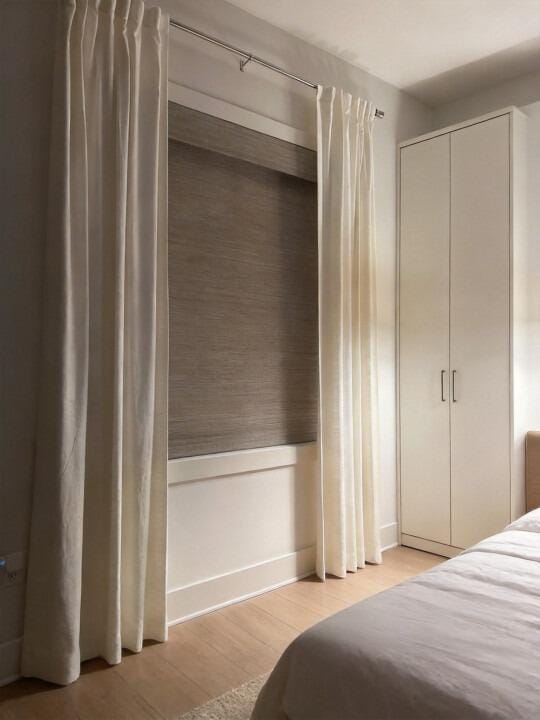 Customer photo review of Smart Motorized Blackout Woven Wood Shades – Viaura