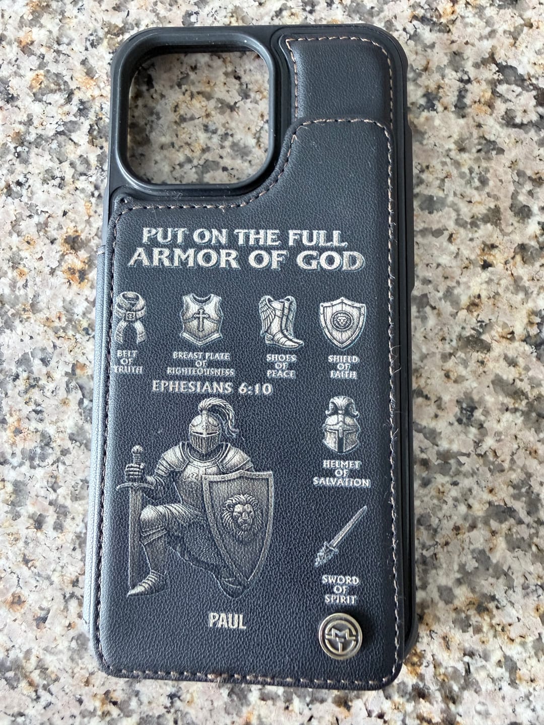 Customer photo review of Put On The Full Amor Of God - Personalized Christian Wallet Phone Case