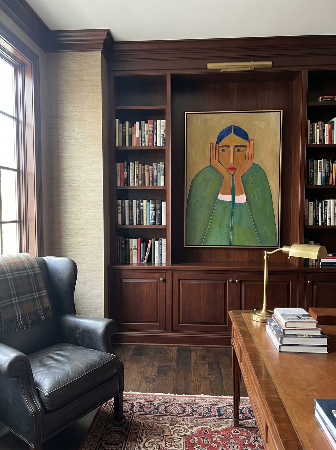 Customer photo review of The Silent Gaze – Modern Expressionist Figure Oil Painting | Wabi-Sabi Minimalist Entryway Wall Art