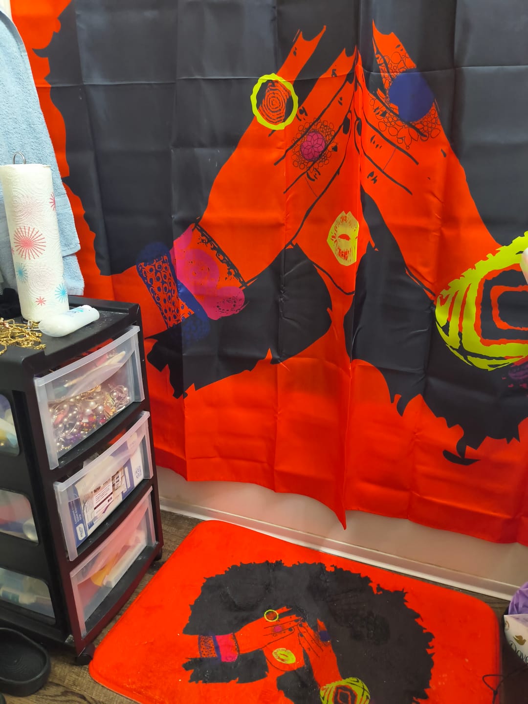 Customer photo review of Shanell Orange Shower Curtain