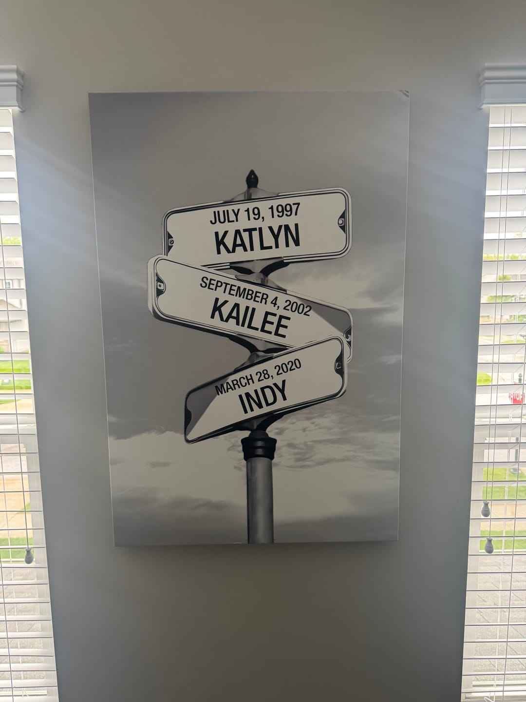 Customer photo review of My Street Sign Custom Children Names Personalized Canvas Print