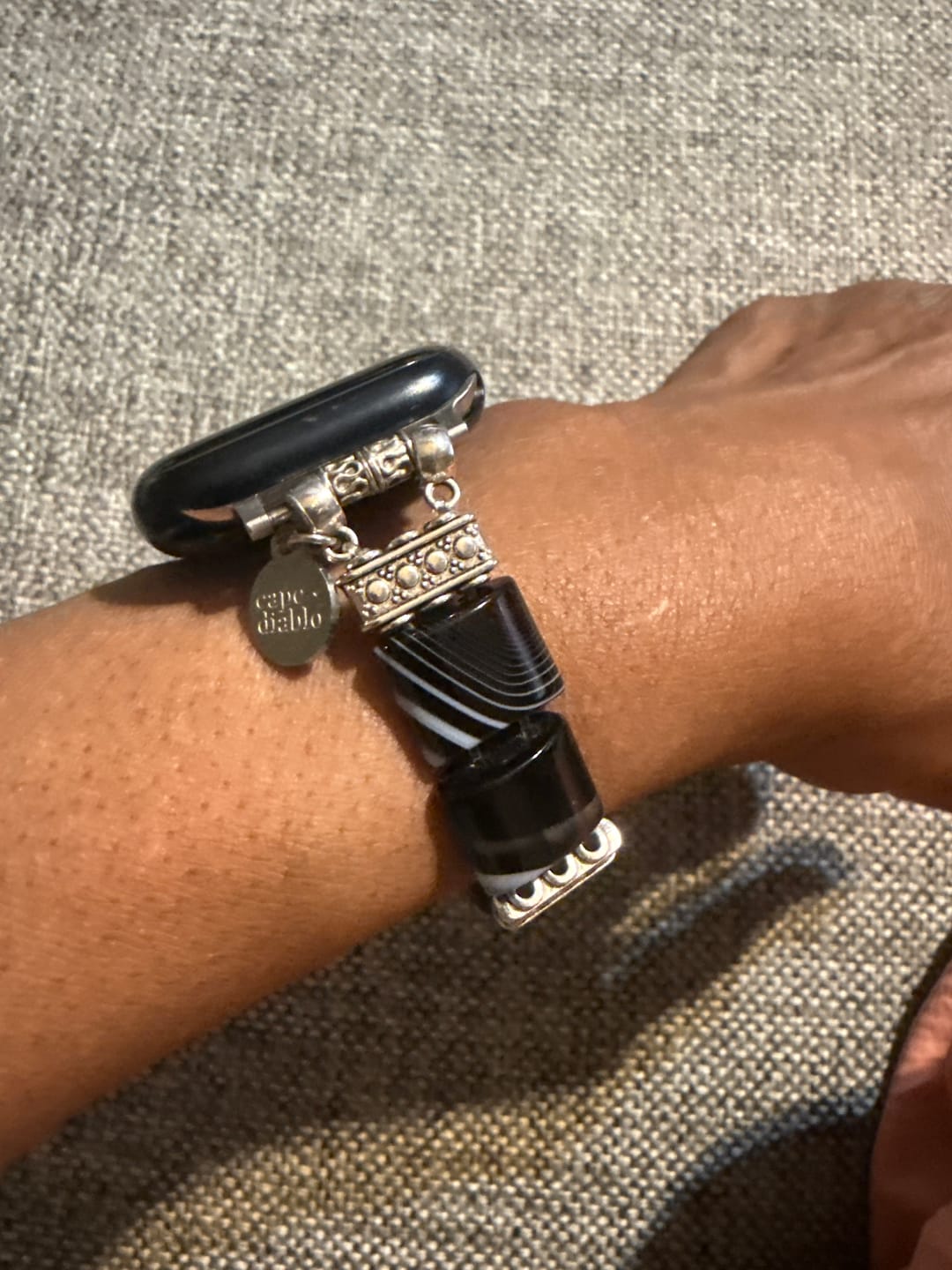 Customer photo review of Bohemian Noir Stretch Apple Watch Strap