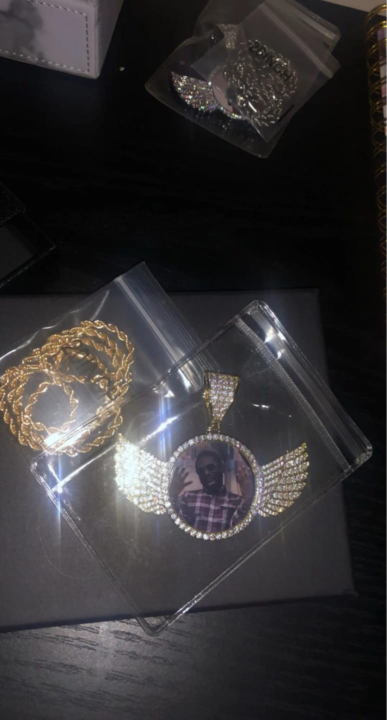 Customer photo review of Angel Wing Photo Necklace With Picture Inside – Custom Personalized Pendant