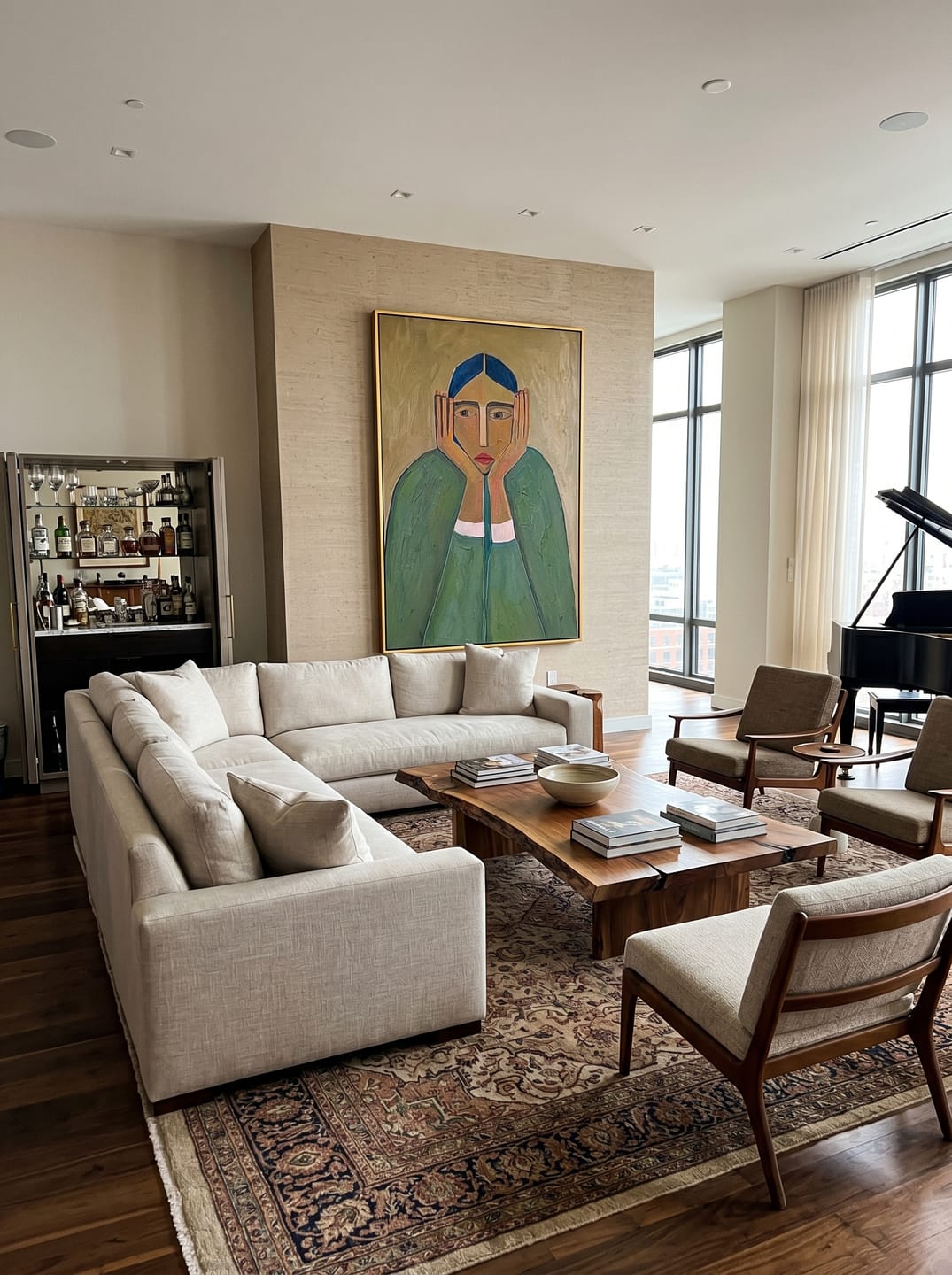 Customer photo review of The Silent Gaze – Modern Expressionist Figure Oil Painting | Wabi-Sabi Minimalist Entryway Wall Art