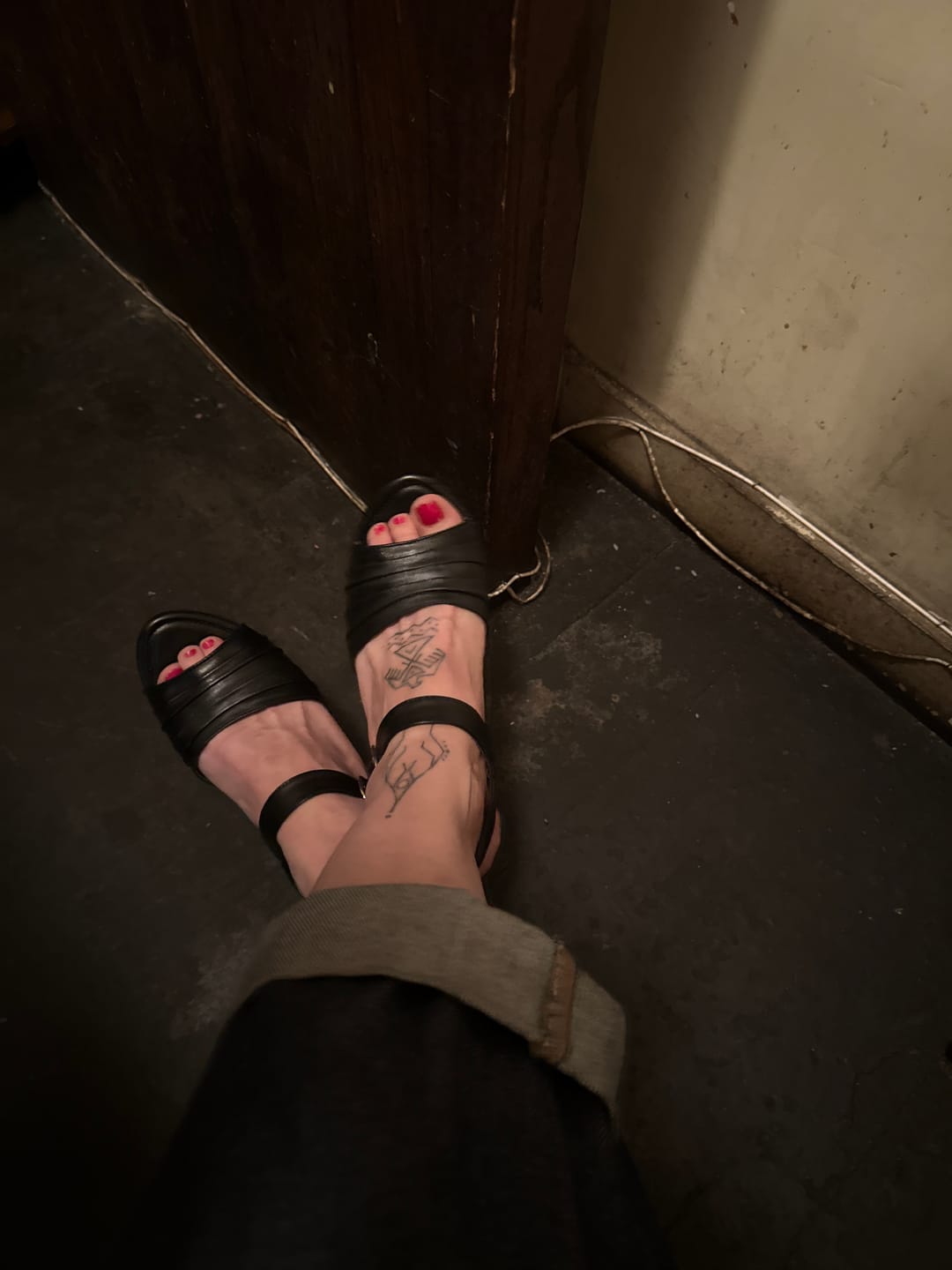 Customer photo review of the Souvenir 3" wedge shoe w/ Ankle Strap - in Black Leather
