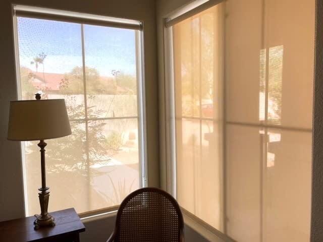 Customer photo review of Smart Motorized Light Filtering Sheer Roller Shades Translucent Vision