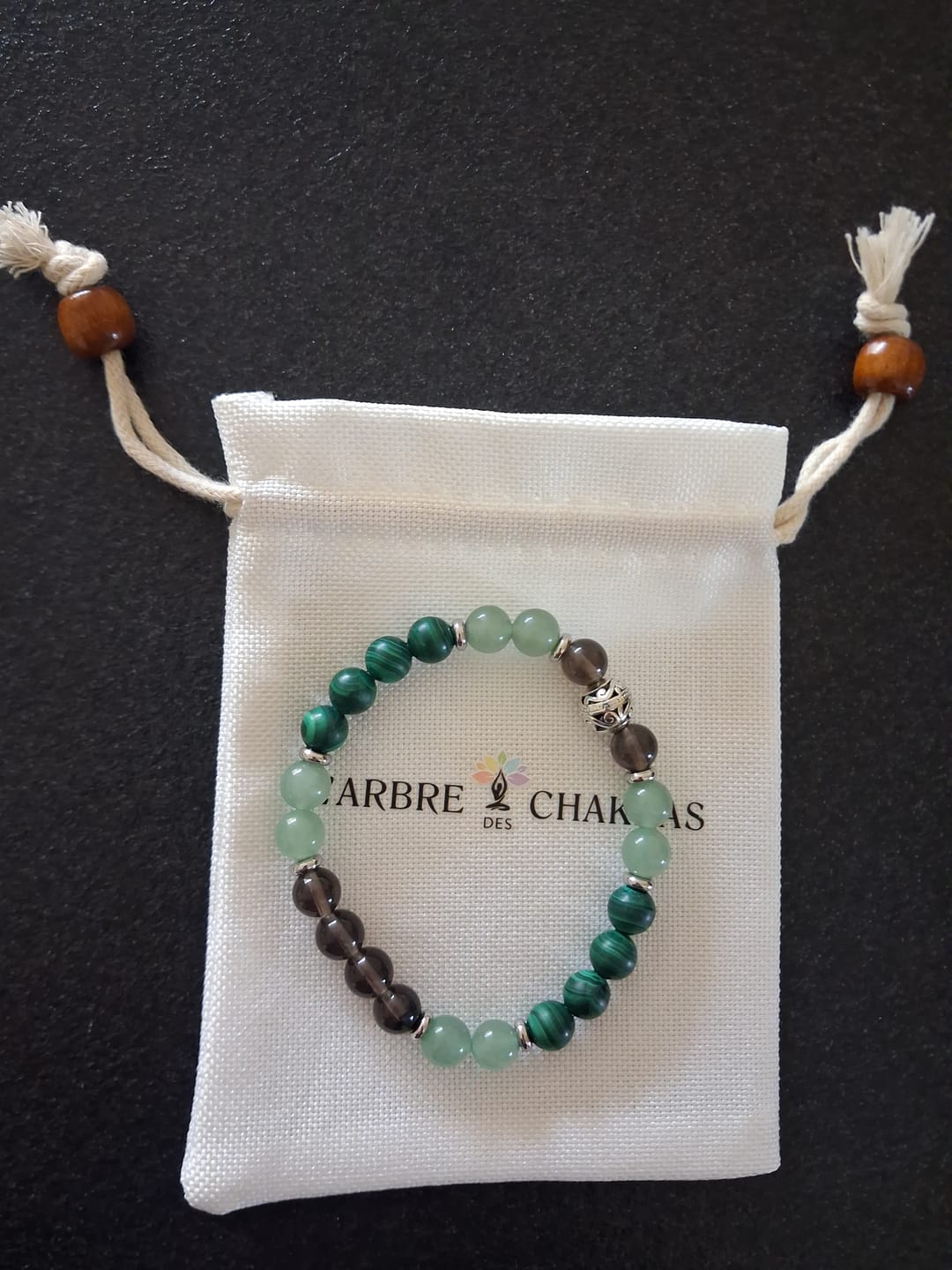 Customer photo review of Bracelet "Chance & Protection" en Aventurine, Malachite & Quartz Fumé
