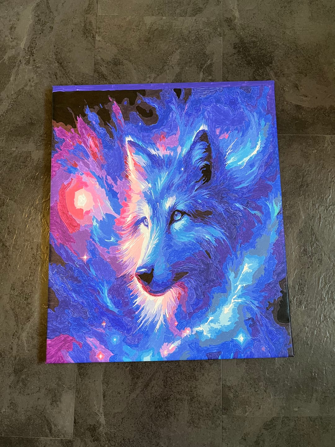 Customer photo review of Malen nach Zahlen - Leuchtender Wolf