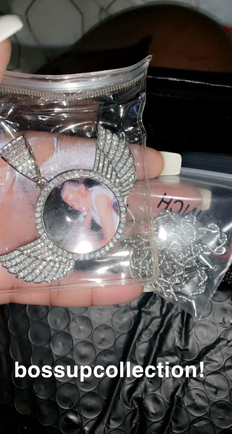 Customer photo review of Angel Wing Photo Necklace With Picture Inside – Custom Personalized Pendant