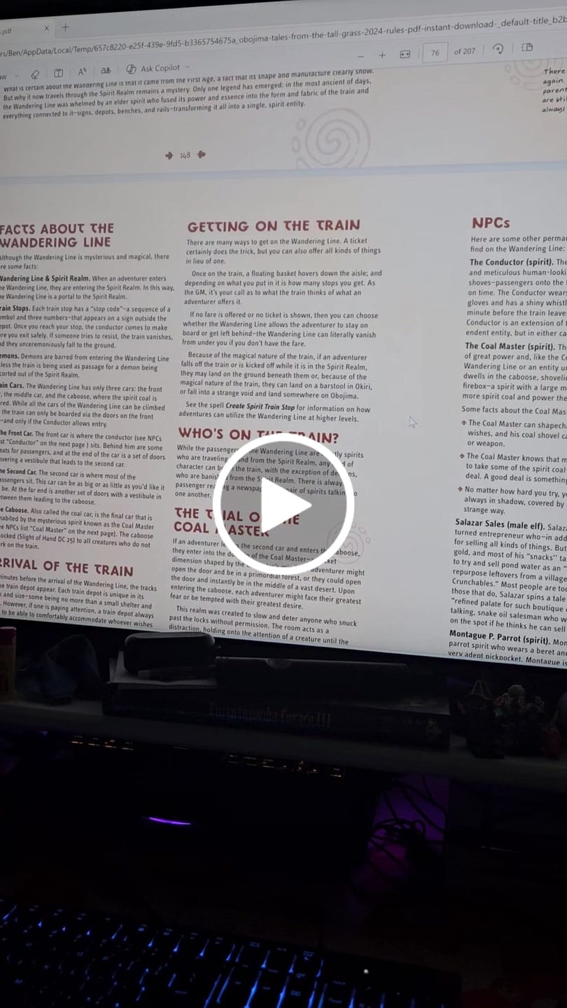 Customer video review of Obojima: Tales from the Tall Grass 5.5e PDF (Instant Download)