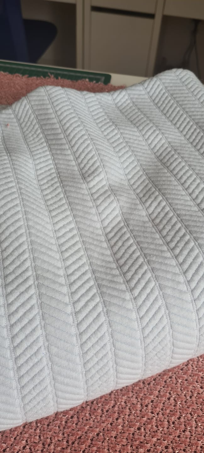 Customer photo review of Blue Herringbone Quilted Jersey Fabric