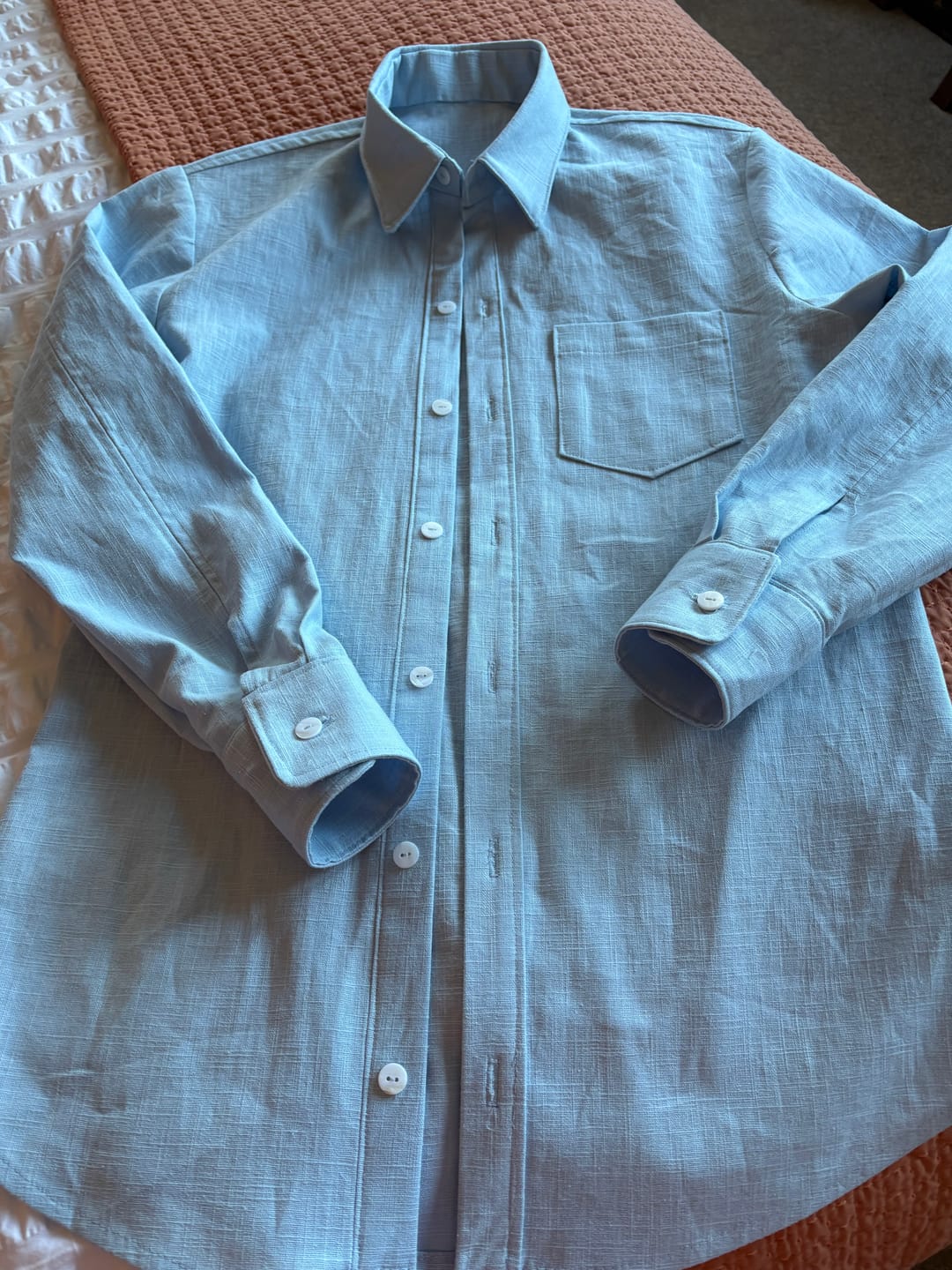 Customer photo review of Plain Blue Chambray Denim Fabric