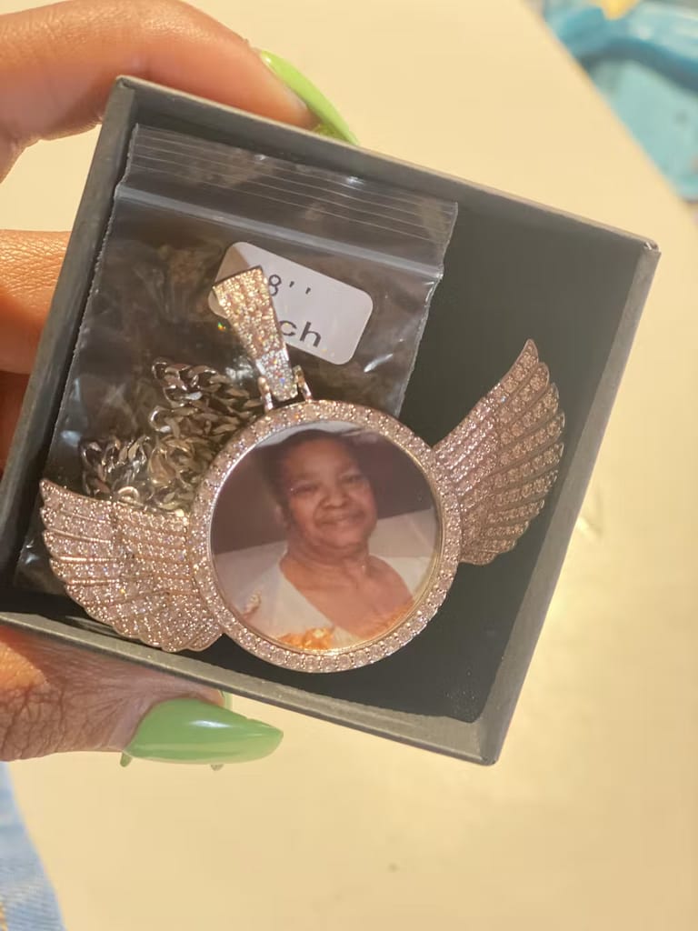 Customer photo review of Angel Wing Photo Necklace With Picture Inside – Custom Personalized Pendant